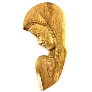 Vintage Hand Carved Wood Mother Mary Madonna Signed J. R. Drouin 1988 Sacramento